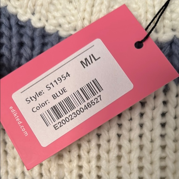 Edikted Navy and Cream Striped Cropped Sweater - Picture 2 of 3